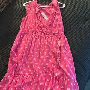 Pink and white ruffled j crew dress